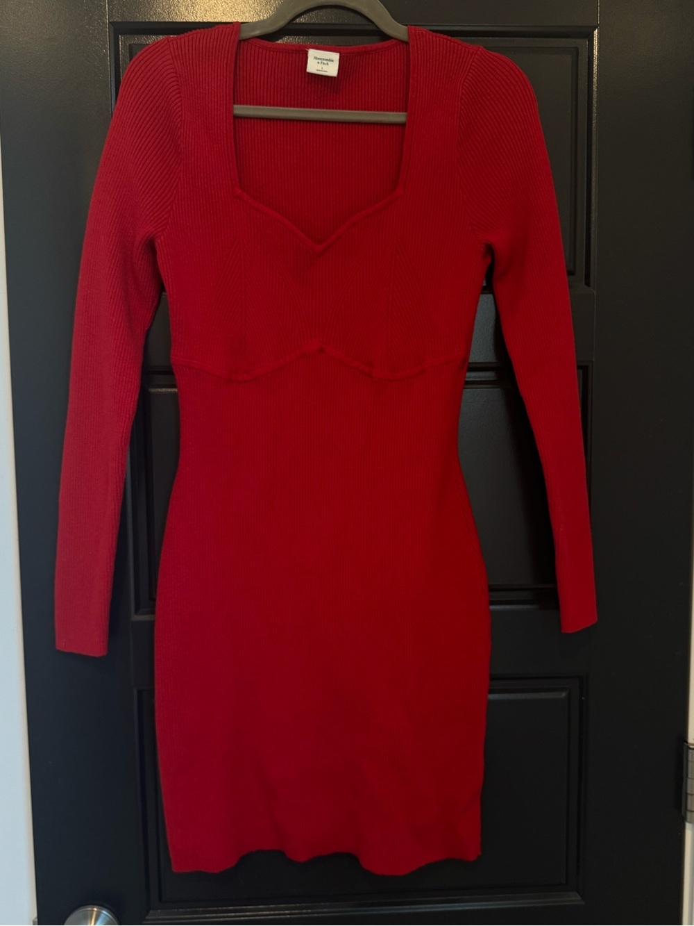Abercrombie & Fitch Long-Sleeve Sweetheart Mini Dress Red Dress